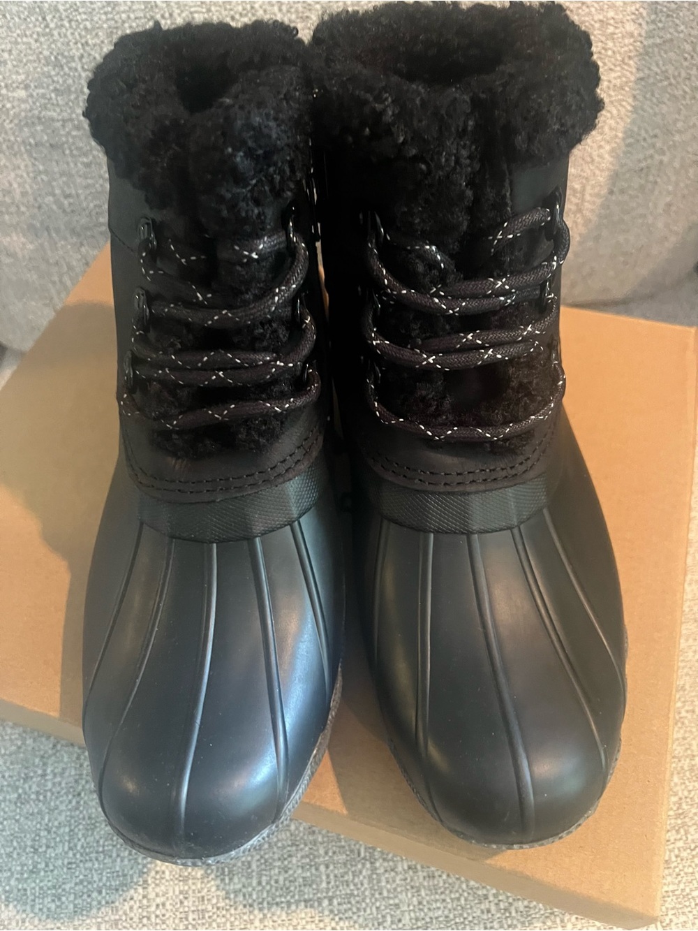 Sperry Women's Saltwater Alpine Black Lace-Up Winter Duck Boots w/Plush Lining